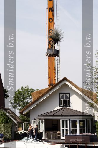 Breukelen 10 mei 2009
Jurgen Smit verrast op moederdag zijn vriendin Milika Peterzon met een 600 jaar oude olijfboom voor in hun nieuwe tuin. De boom moest met een kraanwagen over het huis getild worden.
Peter Smulders bv