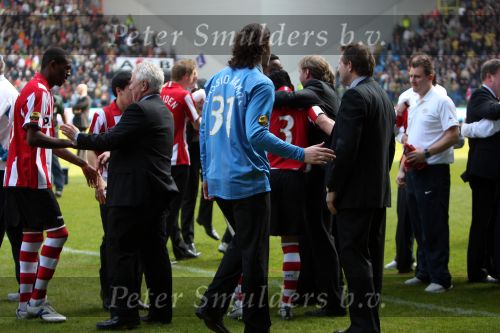 Arnhem, 20 April 2008 Kompetitiewedstrijd Vitesse-PSV, eindstand 0-1 Seizoen 2007/2008
PSV Landskampioen en wordt er dus feest gevierd