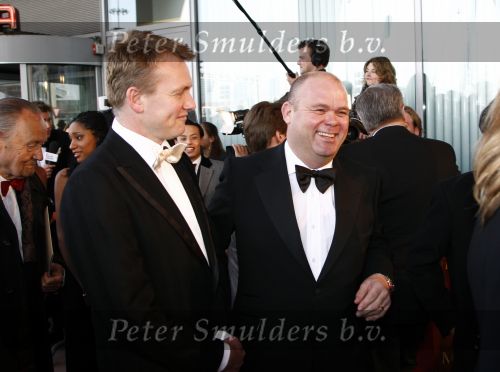 Rotterdam 20 april 2008
Premiere les Miserables  in het nieuwe Luxor theater. Paul de Leeuw en Stefan Nugter  
Peter Smulders bv