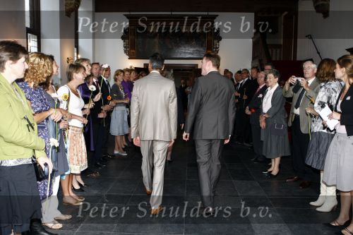 Naarden 29 augustus 2008
Peter Rehwinkel en Michel Zeegelaar trouwen in het gemeentehuis van Naarden waar Peter Burgemeester is.