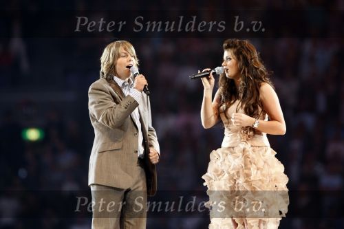Amsterdam 26 mei 2008
Andre Hazes jr en Roxeanne Hazes tijdens het meezing concert van Andre Hazes in de arena.