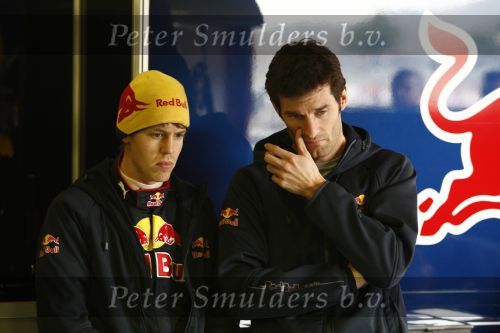 Barcelona 11 maart 2009
Test dag voor de formule 1 teams op het circuit van Barcelona. Sebastian vettel en Mark Webber van Red Bull Racing
Peter Smulders bv