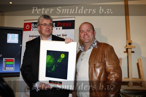 Bussum 24 januari 2008
Omroepman van het jaar verkiezing bij Jan Tabak. Paul de Leeuw met winnaar Ton v Dijk