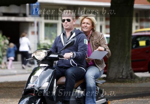 Amsterdam 18 mei 2008
Leco v Zadelhoff viert zijn 40e verjaardag met zijn vrienden in het hilton en ze maken een scooter rally door Amsterdam. 
Caroline Tensen met John Luken