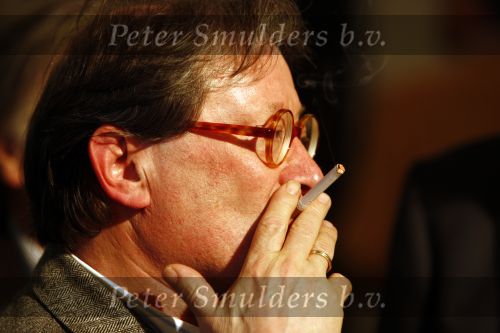 Bussum 24 januari 2008
Omroepman van het jaar verkiezing bij Jan Tabak. 
Fons v Westerloo met sigaret