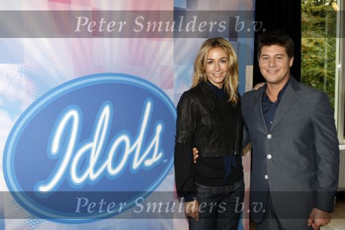 Amsterdam 12 oktober 2007 Martijn Krabbe en 
Wendy v Dijk bij de presentatie van idols in hotel arena.