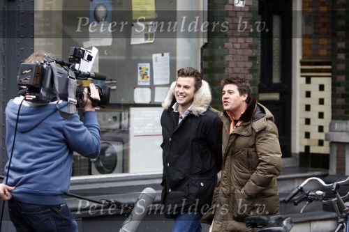 Amsterdam 17 januari 2008
Martijn Krabbe en Winston Gerschtanowitz  tijdens opnames op de cornelis schuytsstraat.