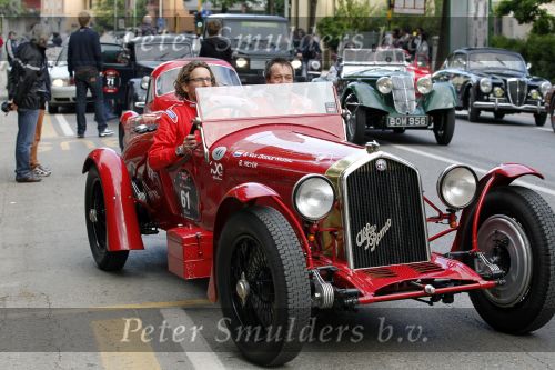 Brescia 6 mei 2010
State of Art is de kledingsponsor van de Mille Miglia. Prins Bernhard Jr en Roberto Meyer rijden in een bijzondere Alfa Romeo van ongeveer 3 miljoen euro
Peter Smulders bv