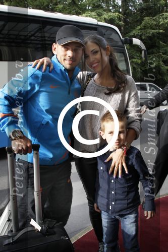 Lausanne, 17 en 18 Augustus 2012
Yolanthe Sneijder-Cabau samen met de dames van het Nederlands elftal, Wesley Sneijder en Jessey Sneijder
Foto Peter Smulders BV