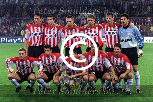 Eindhoven, 24 oktober 2001
5e wedstrijd van PSV in de championsleague tussen PSV-FC Nantes, eindstand 0-0
staande v.l.n.r.: Jan Vennegoor of Hesselink, Ernest Faber, Kevin Hofland, Theo Lucius, Andre Ooijer,Patrick Lodewijks
Gehurkt: Dennis Rommedahl, Kezman, Johann Vogel, Wilfred Bouma en Jan Heintze

PETER SMULDERS BV