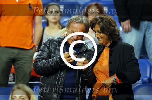Amsterdam 4 juni 2014
Sylvia Toth met haar man op de tribune bij Nederland - Wales