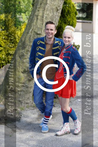 Alphen aan de Rijn 7 mei 2015
Patrick Martens (Koen),Aad van Toor (Adriaan), Bas van Toor (Bassie) en Janouk Kelderman (Keet) tijdens de opnamedag van de nieuwe speelfilm Keet & Koen en de speurtocht naar Bassie & Adriaan .