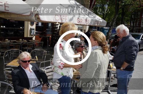 Amsterdam 26 mei 2015  
Joke Bruijs met haar vriend Frits Landesbergen en ex Boris Bayer en Gerard Cox