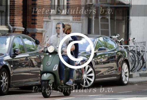 Amsterdam 7 juni 2015 
Marvin Breukhoven met vriend op vespa scooter