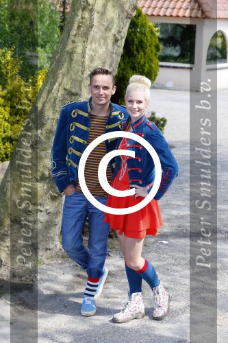 Alphen aan de Rijn 7 mei 2015
Patrick Martens (Koen),Aad van Toor (Adriaan), Bas van Toor (Bassie) en Janouk Kelderman (Keet) tijdens de opnamedag van de nieuwe speelfilm Keet & Koen en de speurtocht naar Bassie & Adriaan .