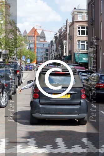 Amsterdam 7 mei 2015 
Patty Brard in haar smart de Patmobile