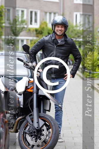 Amsterdam 27 mei 2015  
Rick Brandsteder op zijn motor in amsterdam