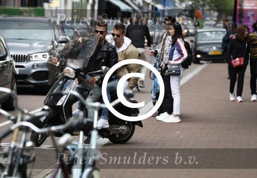 Amsterdam 20 mei 2017 
Ajax speler Daley Sinkgraven met .. op zijn vespa scooter