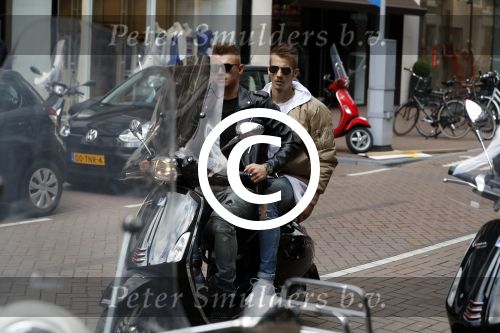 Amsterdam 20 mei 2017 
Ajax speler Daley Sinkgraven met .. op zijn vespa scooter