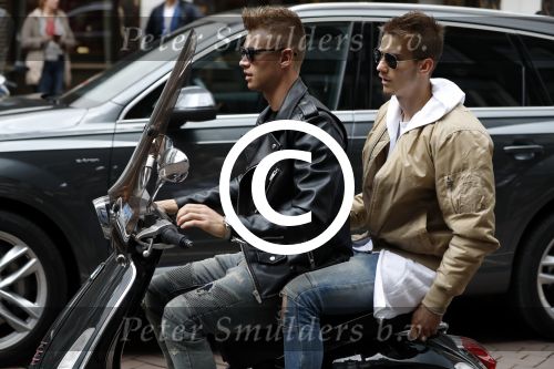 Amsterdam 20 mei 2017 
Ajax speler Daley Sinkgraven met .. op zijn vespa scooter