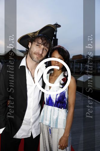 Amsterdam 22 mei 2017 
Premiere pirates off the carabien in het scheepvaartmuseum. Javier Guzman met vriendin Cloe Leenheer