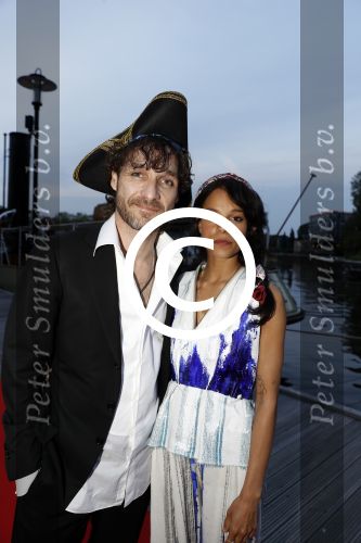 Amsterdam 22 mei 2017 
Premiere pirates off the carabien in het scheepvaartmuseum. Javier Guzman met vriendin Cloe Leenheer