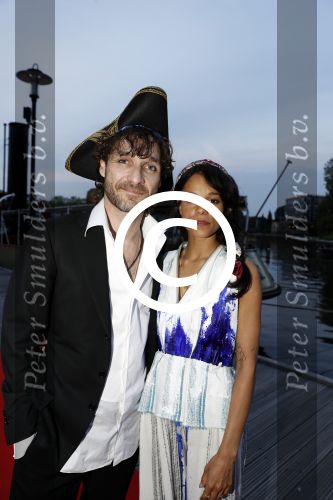 Amsterdam 22 mei 2017 
Premiere pirates off the carabien in het scheepvaartmuseum. Javier Guzman met vriendin Cloe Leenheer