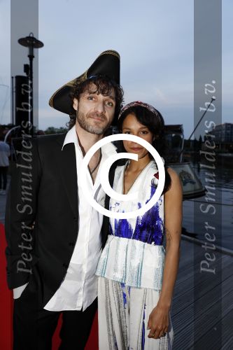Amsterdam 22 mei 2017 
Premiere pirates off the carabien in het scheepvaartmuseum. Javier Guzman met vriendin Cloe Leenheer