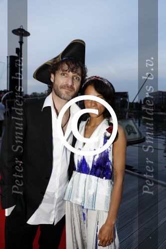 Amsterdam 22 mei 2017 
Premiere pirates off the carabien in het scheepvaartmuseum. Javier Guzman met vriendin Cloe Leenheer