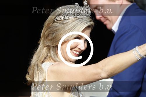 Amsterdam 23 mei 2017 
Koningin Maxima en Koning Willem Alexander komen aan bij het paleis op de dam voor diner met ambassadeurs.