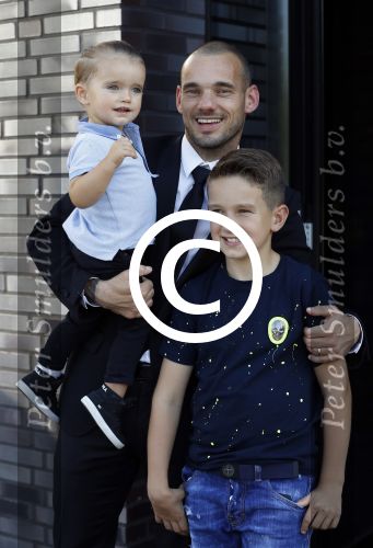 Nieuwegein 10 juni 2017
Feest voor Wesley Sneijder bij Will\'s in nieuwgein tbv het feit dat hij recordinternational voor nederland is geworden. wesley met zijn zoons Jessey en Xess Xava