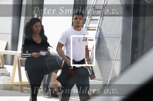 Amsterdam 23 mei 2018
Voetballer van het Nederlands elftal Karim Rekik met zijn vriendin presentatrice Dounia Rijkschroeff op de pc hooftstraat.