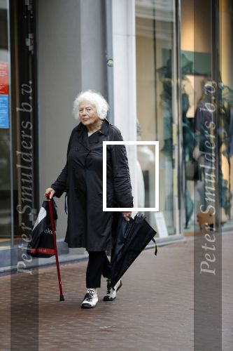 Amsterdam 22 mei 2018
Marjan Berk met bwandelstok op de pc hooftstraat.