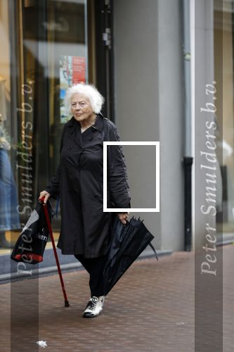 Amsterdam 22 mei 2018
Marjan Berk met bwandelstok op de pc hooftstraat.