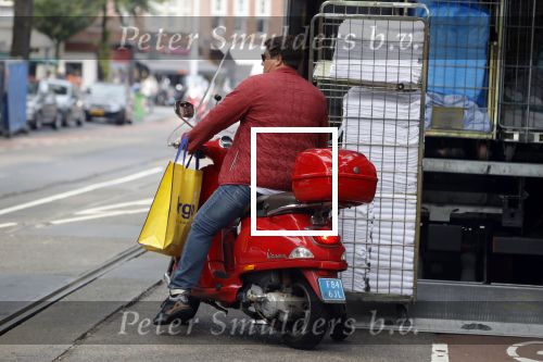 Amsterdam 25 mei 2018
Martijn Krabbe op zijn vespa scooter.