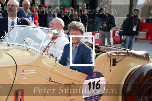 Brescia 15 mei 2018
Prins Pieter Christiaan doe mee met de Mille Miglia. Hij rijdt samen met de hr Hulsbergen