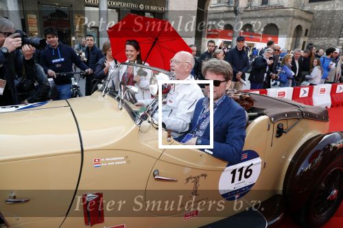 Brescia 15 mei 2018
Prins Pieter Christiaan doe mee met de Mille Miglia. Hij rijdt samen met de hr Hulsbergen