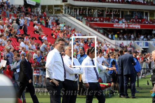 Eindhoven, 6 Mei 2018 Laatste kompetitiewedstrijd PSV-FC Groningen, eindstand 0-0
Ruud Brood Ruud Hesp en Luc Nilis