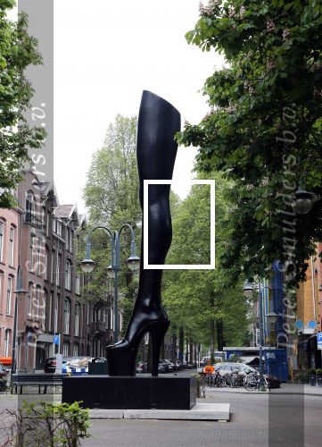 Amsterdam 20 mei 2019
Kunstenaar Judith Wiersema haar kunstwerk het been staat op de cornelis schuytstraat.
