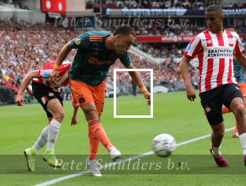 Eindhoven, 22 September 2019 Kompetitiewedstrijd PSV-AJAX, eindstand 1-1
Seiozen 2019/2020
Sergino Dest Mohamed Ihattaren en Michal Sadilek