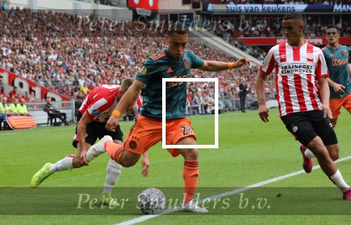 Eindhoven, 22 September 2019 Kompetitiewedstrijd PSV-AJAX, eindstand 1-1
Seiozen 2019/2020
Sergino Dest Mohamed Ihattaren en Michal Sadilek