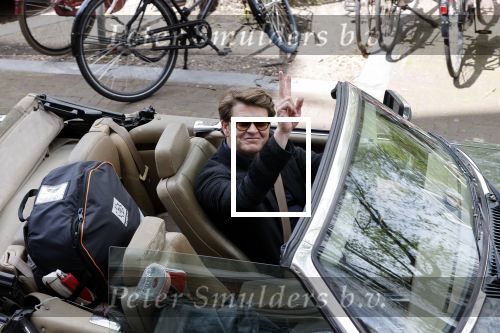 Amsterdam 29 mei 2021
Beau v Erven Dorens in zij Jaguar cabriolet in het centrum van Amsterdam.