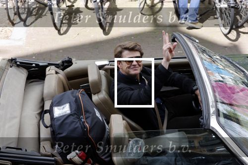Amsterdam 29 mei 2021
Beau v Erven Dorens in zij Jaguar cabriolet in het centrum van Amsterdam.