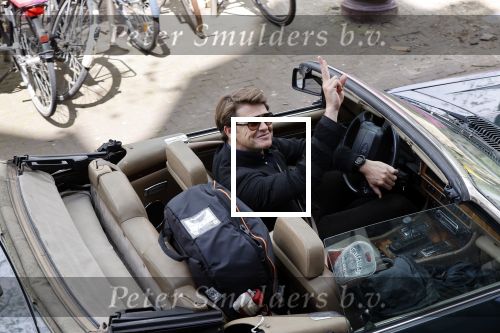 Amsterdam 29 mei 2021
Beau v Erven Dorens in zij Jaguar cabriolet in het centrum van Amsterdam.