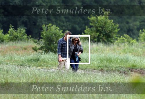 Blaricum 25 mei 2024
Linda de Mol en haar vriend Jeroen Rietbergen gaan met hun twee labradors wandelen op de hei bij Blaricum .