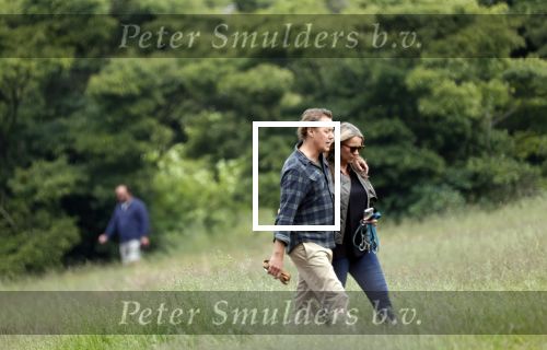 Blaricum 25 mei 2024
Linda de Mol en haar vriend Jeroen Rietbergen gaan met hun twee labradors wandelen op de hei bij Blaricum .