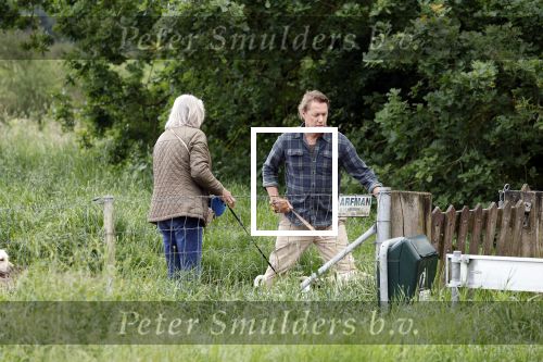 Blaricum 25 mei 2024
Linda de Mol en haar vriend Jeroen Rietbergen gaan met hun twee labradors wandelen op de hei bij Blaricum .