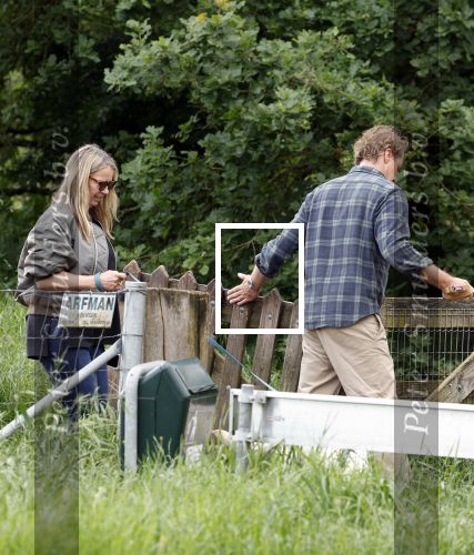 Blaricum 25 mei 2024
Linda de Mol en haar vriend Jeroen Rietbergen gaan met hun twee labradors wandelen op de hei bij Blaricum .