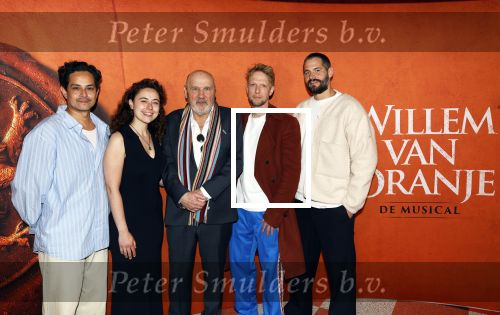 Delft 24 april 2025
Cast presentatie Willem van Oranje.  Roben Mitchell van den Dungen Bille, actrice Sofia Ferri, regisseur Theu Boermans Theu Boermans, acteur Joris Smit en Sjoerd Spruij
