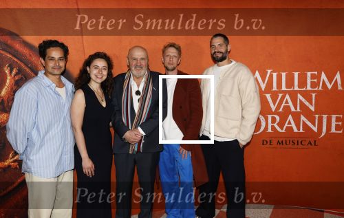 Delft 24 april 2025
Cast presentatie Willem van Oranje.  Roben Mitchell van den Dungen Bille, actrice Sofia Ferri, regisseur Theu Boermans Theu Boermans, acteur Joris Smit en Sjoerd Spruij
